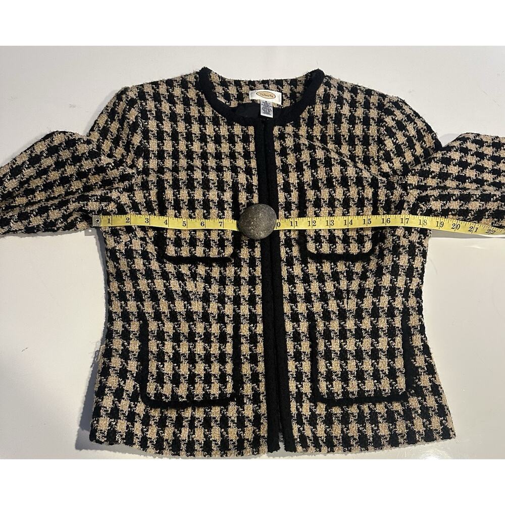Talbots Houndstooth Tweed Blazer Skirt Set Sz 4 Wool Blend Pockets Zipper Front - Picture 4 of 12